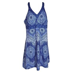 ZX Outdoor Lifestyle Dress Size Small Sport Dress V Neck Racerback Blue Paisley